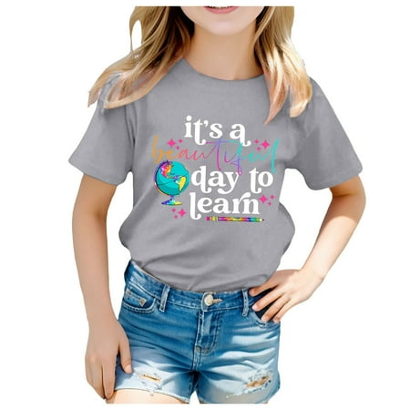 Zhuashum Toddler Girls Clothes Kids Round Neck Back To School Season Printed Casual Short Sleeve Top T Shirt Leisure Playsuit Grey 3-4 Years
Zhuashum Toddler Girls Clothes Kids Round Neck Back To School Season Printed Casual Short Sleeve Top T Shirt Leisure Playsuit Grey 3-4 Years