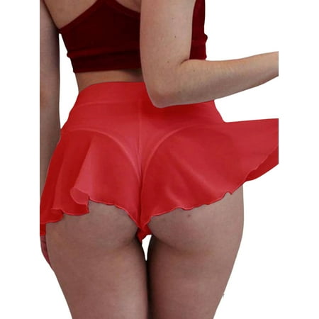 JustVH Women High Waist Sheer Mesh Briefs Sexy Lace Peplum Panties