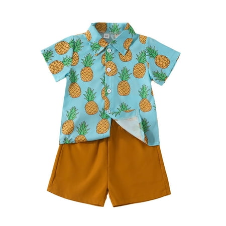 Baby Boy Outfits Short Sleeve Cartoon Pineapple Prints T-Shirt Shorts Gentleman Lapel formal Casual Kids formal Suits for Boys
Baby Boy Outfits Short Sleeve Cartoon Pineapple Prints T-Shirt Shorts Gentleman Lapel formal Casual Kids formal Suits for Boys