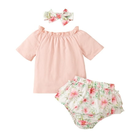 Infant Baby Girls Clothes Baby Girls Summer Outfits Short Sleeve Top Floral Shorts Headband 3PCS Set Pink 3-6 Months
Infant Baby Girls Clothes Baby Girls Summer Outfits Short Sleeve Top Floral Shorts Headband 3PCS Set Pink 3-6 Months
