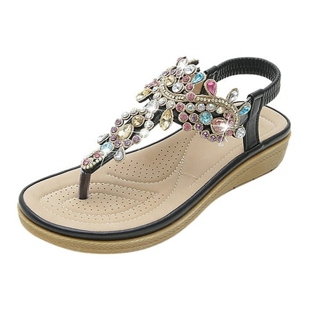 Fsqjgq Sandals for Women Low Heel Wedges Summer Women Fashion Sandals Wedge Heel Thick Sole Rhinestone Solid Color Open Toe Casual Comfortable Flat Slide Sandals Black 38
Fsqjgq Sandals for Women Low Heel Wedges Summer Women Fashion Sandals Wedge Heel Thick Sole Rhinestone Solid Color Open Toe Casual Comfortable Flat Slide Sandals Black 38