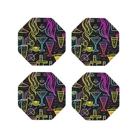 Yiaed Neon Bar Drinks Print Leather Coasters for Drinks - Cup Coasters Coffee Table Kitchen Table Bar Home & Office Gifts Handmade Drink Coasters-Octagon
Yiaed Neon Bar Drinks Print Leather Coasters for Drinks - Cup Coasters Coffee Table Kitchen Table Bar Home & Office Gifts Handmade Drink Coasters-Octagon