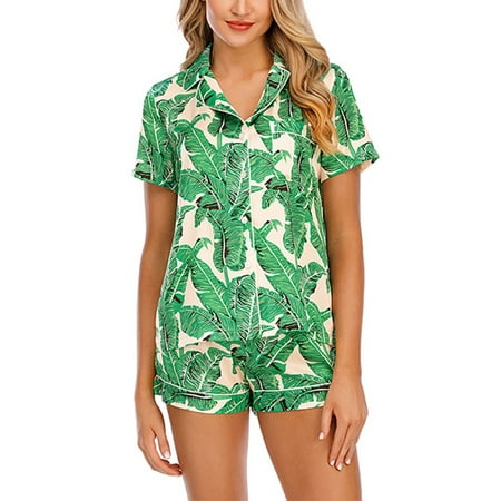 Frontwalk Women Lounge Sets Button Down Sleepwear Lapel Pajamas Set Home Clothes Straight Leg Nightwear Short Sleeve 2 Piece Outfits Green M
Frontwalk Women Lounge Sets Button Down Sleepwear Lapel Pajamas Set Home Clothes Straight Leg Nightwear Short Sleeve 2 Piece Outfits Green M