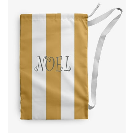 Simply Daisy Noel on a Stripe 18 x 29 inch Yellow Laundry Bag