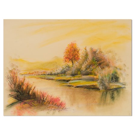 DESIGN ART Designart 'Summer scene of landscape' Landscapes Painting Print on Wrapped Canvas - Yellow