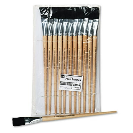 Charles Leonard Long Handle Easel Brush Size 22 Natural Bristle Flat 12-Pack