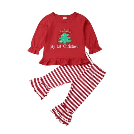 Newborn Baby Girls Christmas Trees Tops T-Shirt Striped Flare Pants 2-Piece Xmas Outfits Set
Newborn Baby Girls Christmas Trees Tops T-Shirt Striped Flare Pants 2-Piece Xmas Outfits Set