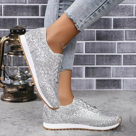 WNG Women s Fashion Sequins Casual Lace Up Sport Shoes Sneakers Glitter Breathable Bling Ladies Running Shoes
WNG Women s Fashion Sequins Casual Lace Up Sport Shoes Sneakers Glitter Breathable Bling Ladies Running Shoes