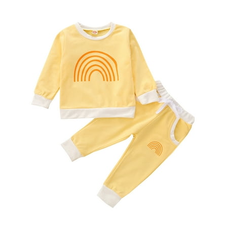 Nokpsedcb 2PCS Toddler Infant Kid Baby Girl Boy Sun Rainbow Round-Neck T-Shirt Tied Pants Yellow Rainbow 18-24 Months
Nokpsedcb 2PCS Toddler Infant Kid Baby Girl Boy Sun Rainbow Round-Neck T-Shirt Tied Pants Yellow Rainbow 18-24 Months