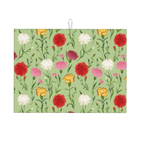 Dish Drying Mats for Kitchen Counter - Carnations Flowers Green 18x24in Dish Drying Pad Coffee Mat with Hanging Loop Super Absorbent Kitchen Counter Mat Coffee Bar Accessories
Dish Drying Mats for Kitchen Counter - Carnations Flowers Green 18x24in Dish Drying Pad Coffee Mat with Hanging Loop Super Absorbent Kitchen Counter Mat Coffee Bar Accessories