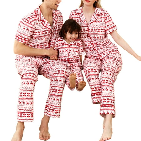 Fanvereka Family Matching Christmas Deer Snowflake Print Long Sleeve Lapel Neck Tops+Trousers Pajamas Set
Fanvereka Family Matching Christmas Deer Snowflake Print Long Sleeve Lapel Neck Tops+Trousers Pajamas Set