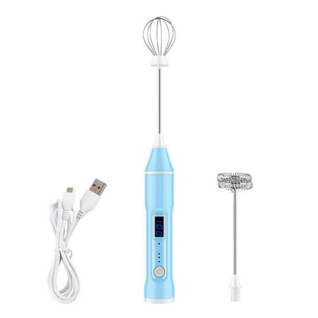 USB Hand Blender Mini Handheld Mixer with 2 x Whisk Egg Beater with LCD Display 3 Levels Adjustable for Kitchen Cooking
