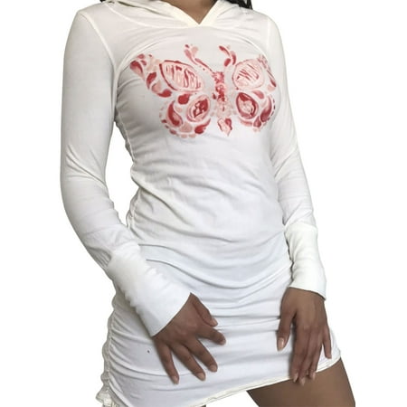 Fiomva Women Butterfly Printed Pattern Dress White Long Sleeve Close-fitting Hooded One-piece
Fiomva Women Butterfly Printed Pattern Dress White Long Sleeve Close-fitting Hooded One-piece