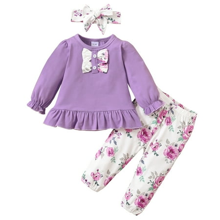 KIMI BEAR Newborn Girls Outfits 9 Months Girls Fall Winter Clothes Floral Bow Long Sleeve T-shirt Pants Headband 3PCs Set 9-12 Months Purple
KIMI BEAR Newborn Girls Outfits 9 Months Girls Fall Winter Clothes Floral Bow Long Sleeve T-shirt Pants Headband 3PCs Set 9-12 Months Purple