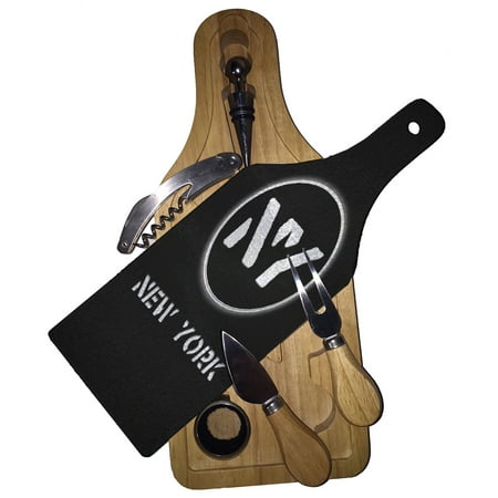 KuzmarK Wine & Cheese Glass Cutting Board Wood Box Gift Set - New York
KuzmarK Wine & Cheese Glass Cutting Board Wood Box Gift Set - New York