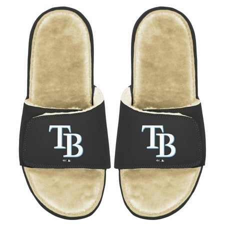 Men s ISlide Black/Tan Tampa Bay Rays Faux Fur Slide Sandals