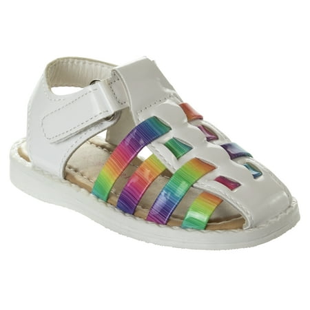 

Laura Ashley Girls Hook and Loop Multi-color Straps Closed Toe Sandals. (Toddler/Little Kids)