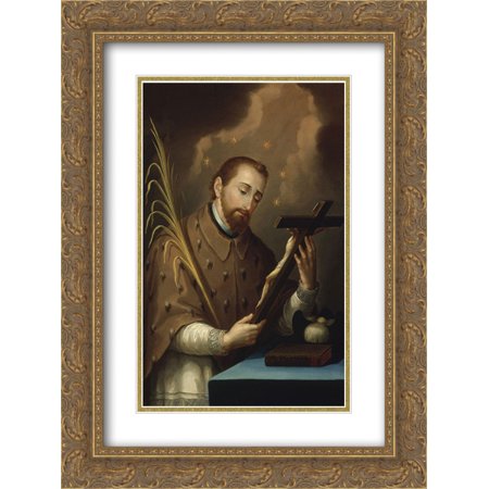 Jose Campeche 2x Matted 20x24 Gold Ornate Framed Art Print 'San Juan Nepomuceno '