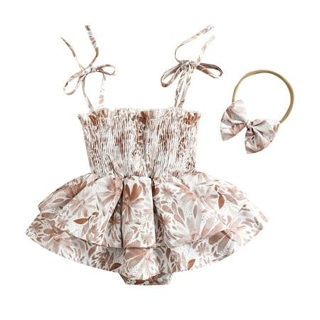 Meihuida Newborn Girl Dress Style Romper Outfits Sleeveless Floral Printed Tie-Up Pleated Bodysuit + Cute Bow-Knot Headband Set
Meihuida Newborn Girl Dress Style Romper Outfits Sleeveless Floral Printed Tie-Up Pleated Bodysuit + Cute Bow-Knot Headband Set