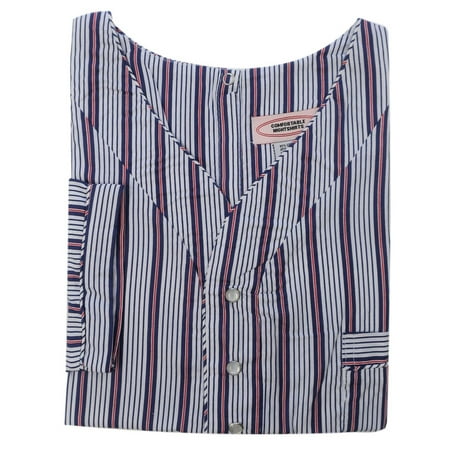 Mens Adaptive Back-Snap Hospital-Style Cotton Nightshirt