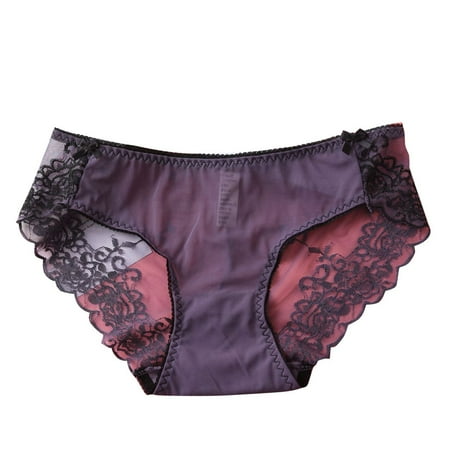 Follure Ladies casual underwear bra Women Pantie Lace knicker High Elastic Embroidery Yarn Underpants Underwear Black XL