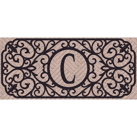 Sassafras Decorative Mat Set, Mat size: 10x22 Inches, Scroll Mat Fram Size: 18x30 Inches, Filigree Monogram Embossed Letter C