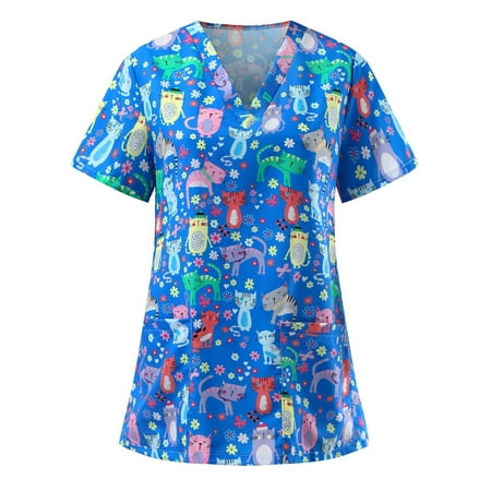 Women Scrubs Tops V Neck Summer Short Sleeve V Neck Flower Printed Nursed Working T Shirts Blouse With Pockets Workout T-shirt
Women Scrubs Tops V Neck Summer Short Sleeve V Neck Flower Printed Nursed Working T Shirts Blouse With Pockets Workout T-shirt