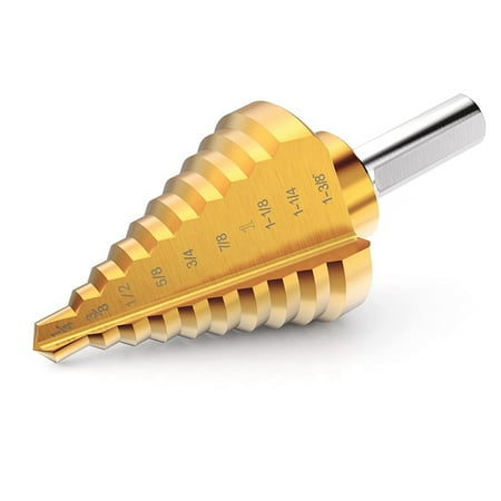 1 Pcs 1/4 Inch to 1-3/8 Inch Step Drill Bits for Metal High Speed Steel Titanium Coated Stepping Bit for Wood
1 Pcs 1/4 Inch to 1-3/8 Inch Step Drill Bits for Metal High Speed Steel Titanium Coated Stepping Bit for Wood