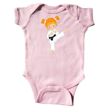 Inktastic Cute Girl Orange Hair Karate Pose Black Belt Gift Baby Girl Bodysuit
