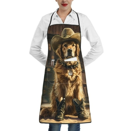 Rocae Western Cowboy Golden Retriever for Kitchen Aprons for Women Adjustable Cooking Kitchen Chef Apron for Men with Pockets
Rocae Western Cowboy Golden Retriever for Kitchen Aprons for Women Adjustable Cooking Kitchen Chef Apron for Men with Pockets