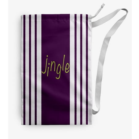 Simply Daisy Jingle on a Stripe 18 x 29 inch Purple Laundry Bag
