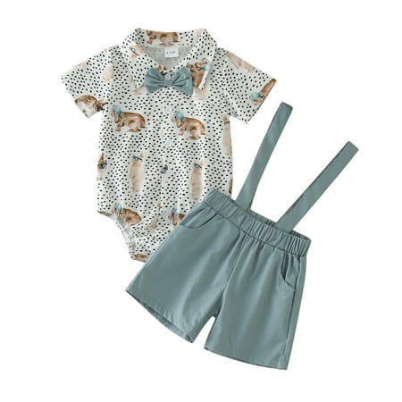 Baby Clothes Boy Gentlemen s Easter Dress Summer Short Sleeve Rabbit Prints Romper Shorts 2Pcs Baby Boy Outfit Sets 
Baby Clothes Boy Gentlemen s Easter Dress Summer Short Sleeve Rabbit Prints Romper Shorts 2Pcs Baby Boy Outfit Sets