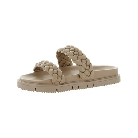 Aqua Womens Brade Faux Leather Slides Platform Sandals