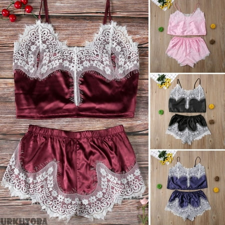 Women Sexy Satin Lace Sleepwear Babydoll Lingerie Nightdress Pajamas 2pcs Set
Women Sexy Satin Lace Sleepwear Babydoll Lingerie Nightdress Pajamas 2pcs Set