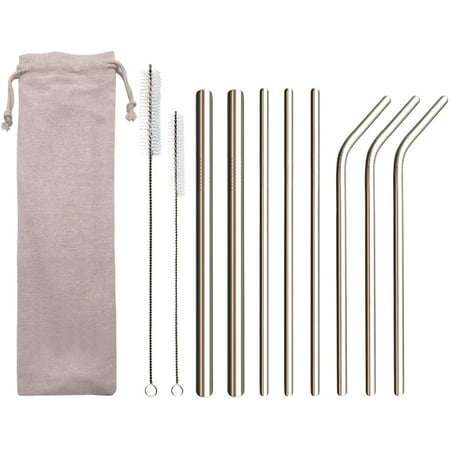 Metal Straws Stainless Steel Straws Reusable Drinking Straws Food-Grade Portable Straw Set with Bag & Cleaning Brush(3 Straight/ 3 Bent/2 Larger Straight Straws/2 Brushes) 
Metal Straws Stainless Steel Straws Reusable Drinking Straws Food-Grade Portable Straw Set with Bag & Cleaning Brush(3 Straight/ 3 Bent/2 Larger Straight Straws/2 Brushes)