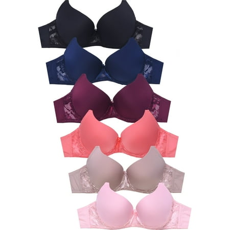 247 Frenzy Women s Essentials Mamia PACK OF 6 Full Coverage Lace Accent Push Up Bras
247 Frenzy Women s Essentials Mamia PACK OF 6 Full Coverage Lace Accent Push Up Bras