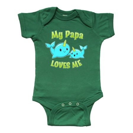 Inktastic My Papa loves me- cute narwhal Gift Baby Boy or Baby Girl Bodysuit