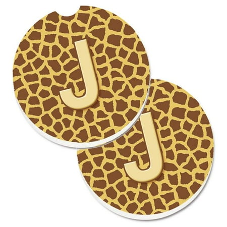 Monogram Initial J Giraffe Set of 2 Cup Holder Car Coaster
