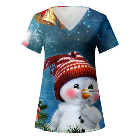 Women s Holiday Scrub Tops Ladies Casual Christmas Print Short Sleeve Pocket Loose Caring Workwear
Women s Holiday Scrub Tops Ladies Casual Christmas Print Short Sleeve Pocket Loose Caring Workwear
