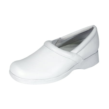 24 HOUR COMFORT Carol Wide Width Leather Loafer Shoes WHITE 10