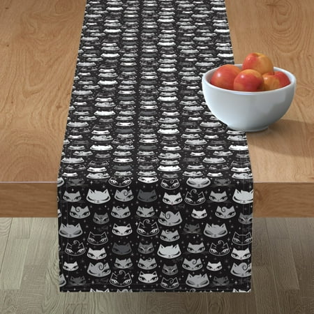 Table Runner Pompadour Cats Retro Vintage Cute Rockabilly Cotton Sateen