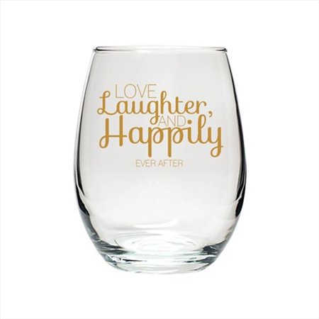 Jovely JOV794-2B Love Laughter 9 oz. Stemless Wine Glass, Set of 72