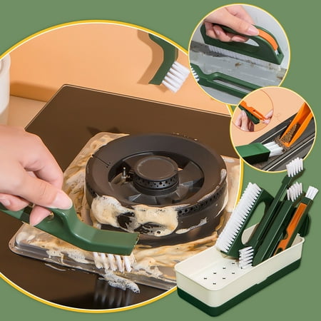 Mittory Tools Multifunctional Crevice Brush Set Tile Floor Brush Household Stove Brush Corner Window Groove Cleaning Brush Hard Bristle Brush