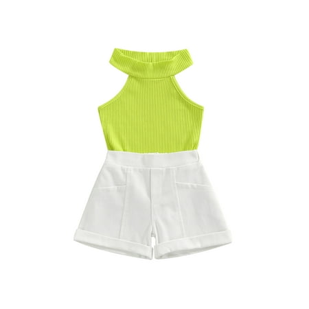 WakeUple 0-4Y Little Girls Summer Clothes Sets Solid Sleeveless Halter Ribbed Vest Tops+High Waist Shorts
WakeUple 0-4Y Little Girls Summer Clothes Sets Solid Sleeveless Halter Ribbed Vest Tops+High Waist Shorts