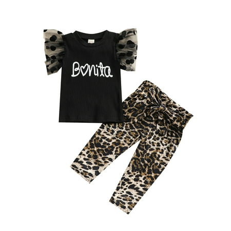 Canrulo Kids Baby Girls Clothes Set Mesh Letter T-shirt Tops Leopard Pants Summer Clothes Outfits Leopard Print 6-12 Months
Canrulo Kids Baby Girls Clothes Set Mesh Letter T-shirt Tops Leopard Pants Summer Clothes Outfits Leopard Print 6-12 Months