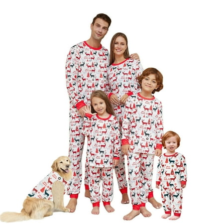 Kupretty Matching Family Christmas Pajamas Holiday Sleepwear Set Long Sleeve Pullover and Printed Pants