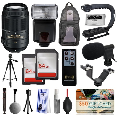 Must Have Accessory Bundle with Nikon 55-300mm VR Lens + Flash + Backpack + 128GB Memory + Microphone for Nikon DF D7200 D7100 D7000 D5500 D5300 D5200 D5100 D5000 D3300 D3200 D3100 D3000 D300S D90 Must Have Accessory Bundle with Nikon 55-300mm VR Lens + Flash + Backpack + 128GB Memory + Microphone for Nikon DF D7200 D7100 D7000 D5500 D5300 D5200 D5100 D5000 D3300 D3200 D3100 D3000 D300S D90