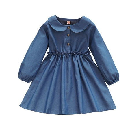 3T Baby Girls Dress 4T Girls Long Sleeve Dress Doll Collar Toddler Girls Solid Color Dress Blue Dress
3T Baby Girls Dress 4T Girls Long Sleeve Dress Doll Collar Toddler Girls Solid Color Dress Blue Dress