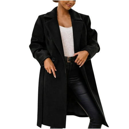Women s Faux Wool Coat Blouse Thin Coats Trench Long Jacket Ladies Slim Long Belt Womens Top
Women s Faux Wool Coat Blouse Thin Coats Trench Long Jacket Ladies Slim Long Belt Womens Top