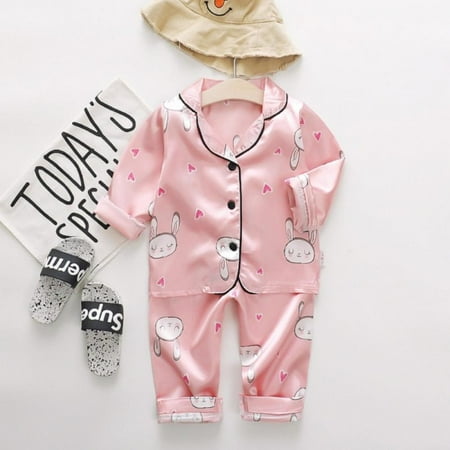 Toddler Baby Girl Satin Silk Pajamas Pjs Sleepwear Cartoon Rabbit Loungwear Button Down Shirts and Pants Fall Outfit Clothes Set 1-2 Years
Toddler Baby Girl Satin Silk Pajamas Pjs Sleepwear Cartoon Rabbit Loungwear Button Down Shirts and Pants Fall Outfit Clothes Set 1-2 Years